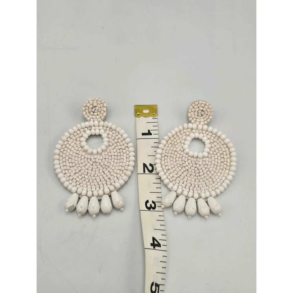 Beaded Earring Lot Women‎ OS Multicolor Excellent Boho Fringe Studs